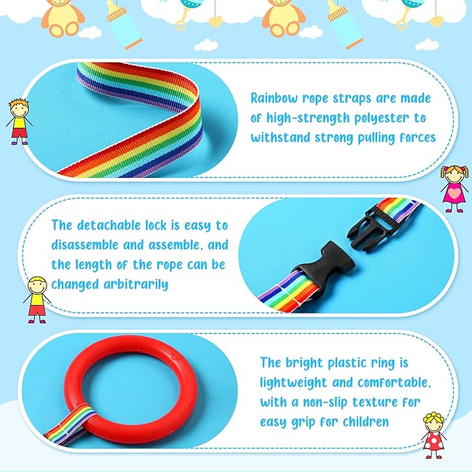 Shappy 6 Pcs Walking Rope for Preschool with Handles - Colorful Outdoor Safety Daycare Rope for Kids, Children, Toddlers - Schools, Teachers, Kindergarten (Red, Yellow, Green)
