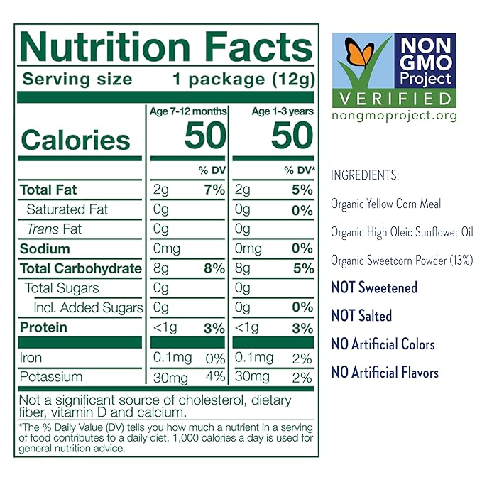 Little Bellies Organic Round-a-bouts Baby Snack, Sweetcorn, Pack of 18 (Pack of 18 x 0.42 oz Individual Packs)