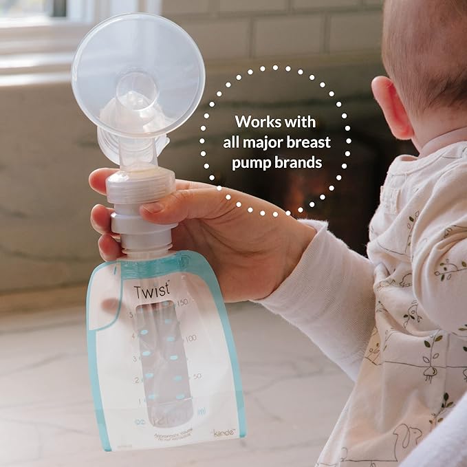Kiinde Twist Pouch Direct-Pump Direct-Feed Twist Cap Breast Milk Storage Bags for Pumping & Twist Milk Storage Bag Breast Pump and Baby Bottle Direct Pump Adapter Kit for All Major Breast Pump Brands