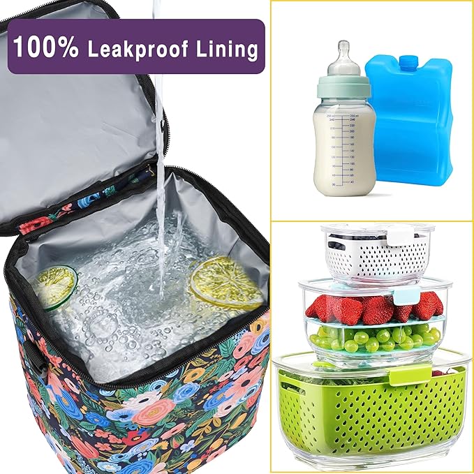 Breastmilk Cooler Bag with Ice Pack Fits 4 Baby Bottles Up To 9 Ounce Insulated Baby Bottle Bag Breast Milk Cooler on the Go with Strap Cooler Bag for Nursing Mom Daycare or Travel