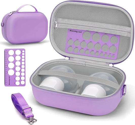 Wearable Breast Pump Bag Carrying Case for Momcozy & Willow, Use with Hands Free Wearable Breast Pumps for eufy Security/Medela/Bluefair, Travel Pumping Bag with Nipple Ruler & Removable Tray(Holds 2)