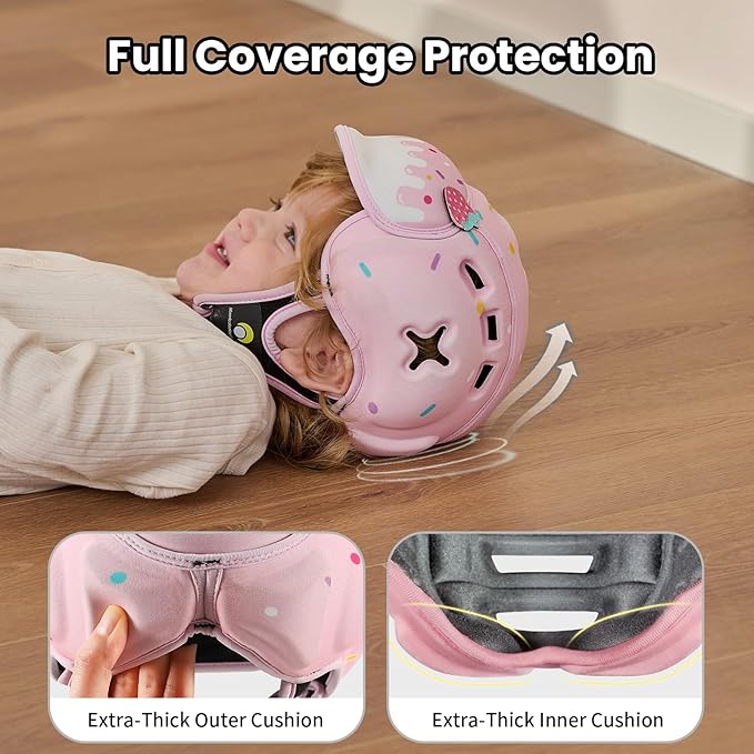Mambobaby Baby Head Protector Helmet for Crawling and Walking, Breathable Soft Helmet, Ultra-Lightweight & Adjustable, Prevents Bumps Safety Helmet for Infants Toddlers 6-24 Months (Berry Sweetie)