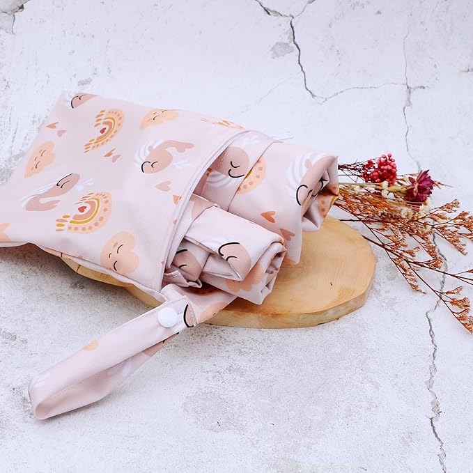3pcs Cloth Diaper Wet Dry Bags Waterproof Reusable with Two Zippered Pockets Travel Beach Pool Daycare Soiled Baby Items Yoga Gym Bag for Swimsuits or Wet Clothes (3036-3-clouddolphin)