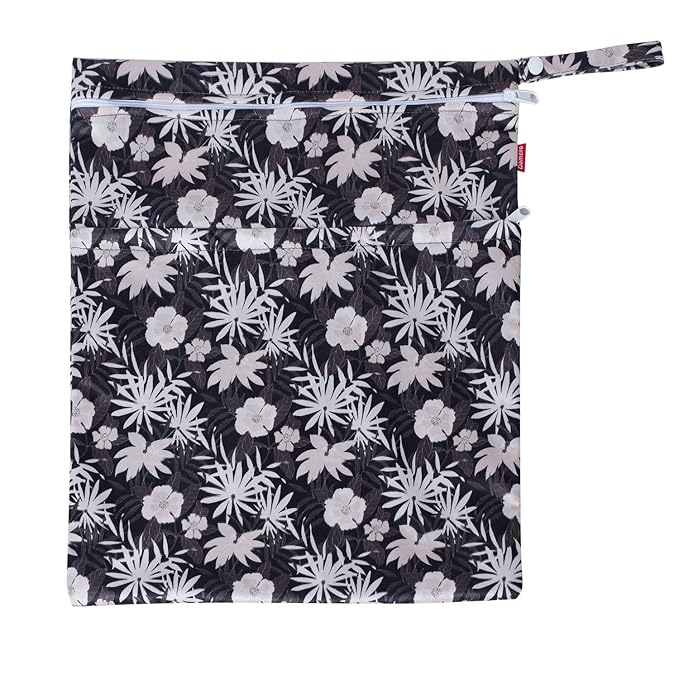 Damero 3Pcs Wet Dry Bag for Cloth Diaper, Swimsuit, Clothes, Ideal for Travel, Exercise, Daycare, Roomy and Water-Resistant(Coffee Flowers)