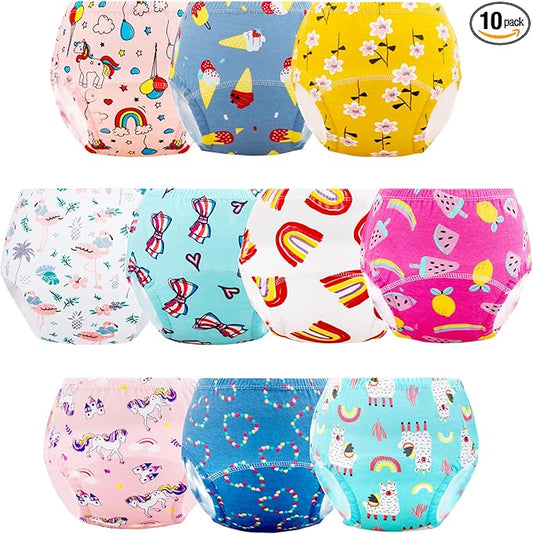 Baby Potty Training Underwear, Cotton Toddler Training Pants for Boys and Girls 3-4 T, 10 Pack, M, Yellow