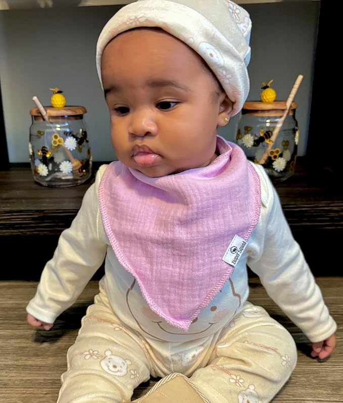 DiaperSquad's 100% Organic Cotton Baby Drool Bibs, Super Absorbent & Adjustable Baby Bibs for Drooling and Teething