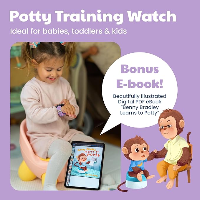 Potty Training Watch for Kids V2 – A Water Resistant Toilet Reminder Device for Boys & Girls to Train Your Toddler with Fun/Musical & Vibration Interval Reminder with Potty Training eBook (Hearts)