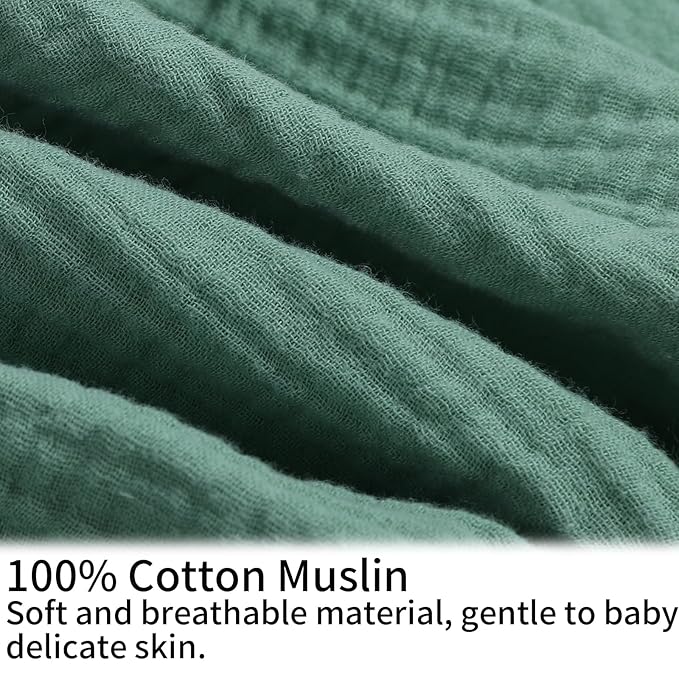 Onacosht Muslin Nursing Pillow Cover Soft 100% Cotton Feeding Pillow Slipcover Fits Standard Infant Nursing Pillow for Boy and Girl, Green