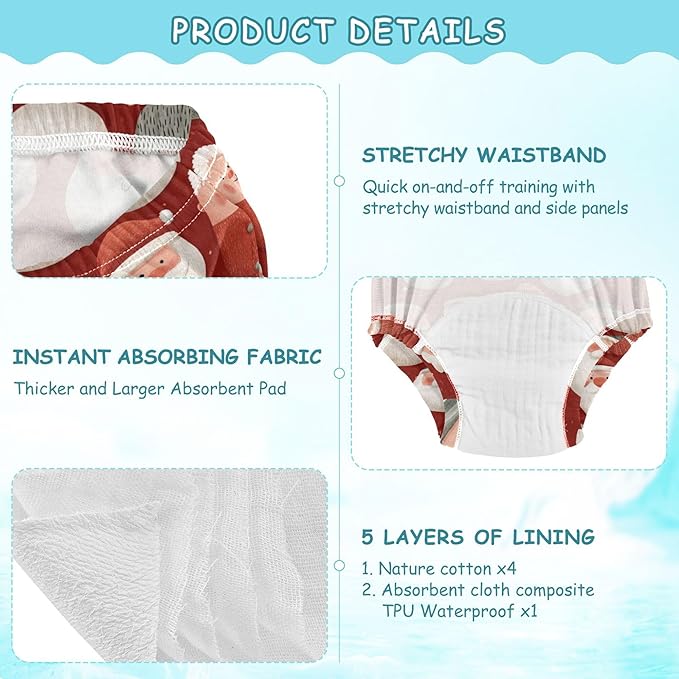 Toddler Potty Training Underwear Cotton Absorbent Soft Baby Girl Boy Potty Training Pant 2t-5t
