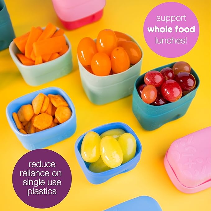 b.box Silicone Snack Cup (2-pack): Divider for Bento Box & Lunch Box, Ideal for Separating & Containing Foods, Dishwasher, Microwave, Oven and Freezer safe (Ocean)