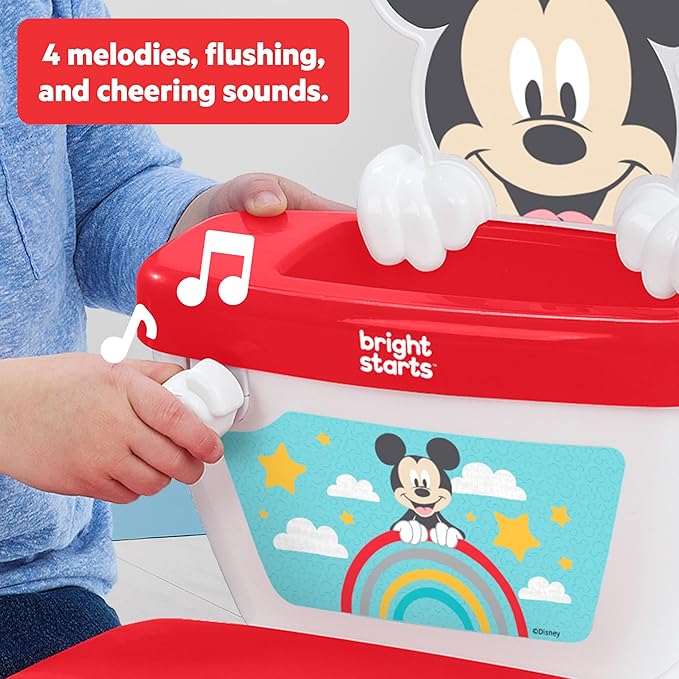 Bright Starts Disney Junior Mickey Mouse My Size Potty Training Toilet, Toddler Potty Chair with Flushing & Cheering Sounds, Removable Seat with Splash Guard & Handles, Ages 18+ Months, Up to 50 lbs