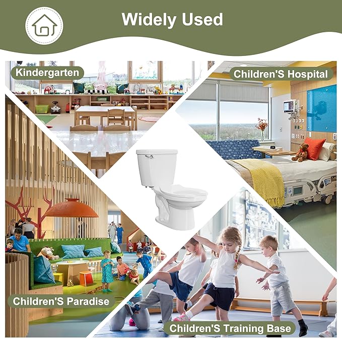 Simple Project Kids Toilet for Bathroom, Sturdy Ceramic Baby Potty Training Toilet, 10" Rough-In Children Toilets for Daycares, Playgrounds, Home Use, Overcoming Children's Fear- 10.5" Bowl Height