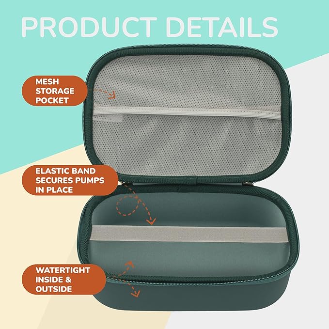 Breast Pump Carrying Case Compatible with Willow,Momcozy,Elvie Wearable Breast Pumps,Hard Shell Breast Pump Bag with Wrist Strap,Hands-Free Pump Carrying Case and Storage for Travel(Holds 2 Pumps)