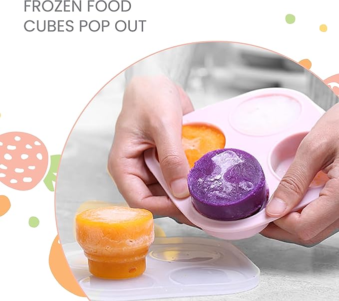 Lulyboo Baby Food Freezer Tray with Lid - Foldable Silicone Portable Storage for Homemade Baby Food, Fruit & Veggie Purees, 4 Compartments, BPA-Free, Space-Saving & Easy to Clean