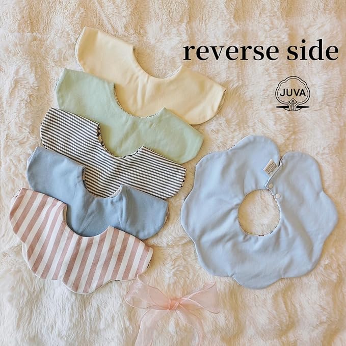 JUVA 6-Pack Organic Cotton Baby Bibs, Absorbent & Reversible, 360° Rotating Drool Bibs for Boys & Girls 0-24M