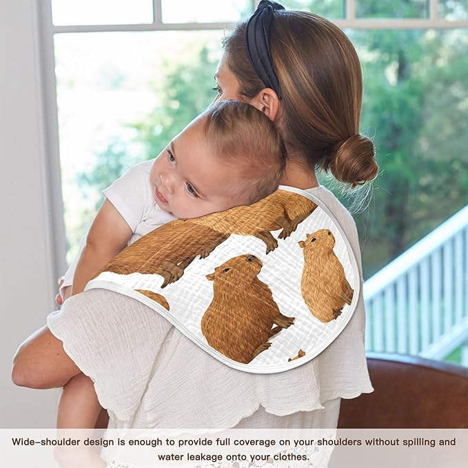 Capybara Cute Burp Cloths Baby Boys Girls Absorbent Soft Cotton Burping Cloths Rags 1 Pack