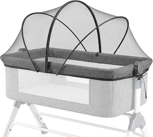 Orzbow Bassinet Cover for Cats - Breathable Mosquito Net Cover for Cradles/Travel Cribs/Mini Cribs, Baby Mosquito Net to Keep Pets Out, Baby Bassinet Accessories, Two-Way Self-Locking Zippers, Black