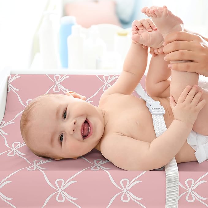 Sweet Jojo Designs Baby Changing Pad Cover Sheet (Pink Bows) for Girls, Infant/Newborn Diaper Change Table Mat Covers (Coral/Blush Bow Coquette, Shabby Chic, Vintage Ballerina Dancer, Princess Ballet)