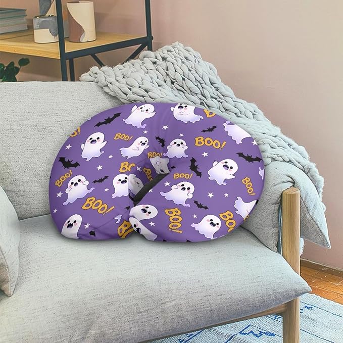 Nursing Pillow Cover for Baby Boys, Halloween Decorations Indoor Breastfeeding Pillow Slipcover, Boo Ghost Bat Pillowcase for Newborn Infant Cover Only
