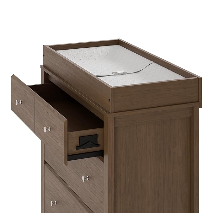 Storkcraft Horizon 3 Drawer Chest with Removable Changing Topper (Hazelnut) – GREENGUARD Gold Certified Nursery Dresser, Kids’ Storage Chest with Organizer, Durable and Stylish 3-Drawer Design