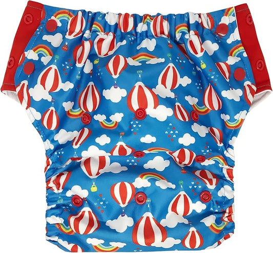 EcoAble Reusable Potty Training Diaper with Insert, Daytime Pull-on Cloth Training Pants for Toddlers and Big Kids (Size 3, Sky Adventure)