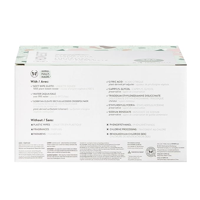 The Honest Company Hypoallergenic Multi-Use Baby Wipes for Sensitive Skin, Geo Mood, 288 Count (Pack of 3)