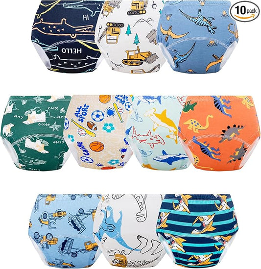 Baby Potty Training Underwear, Cotton Toddler Training Pants for Boys and Girls 4-6 T, 10 Pack, L, Red