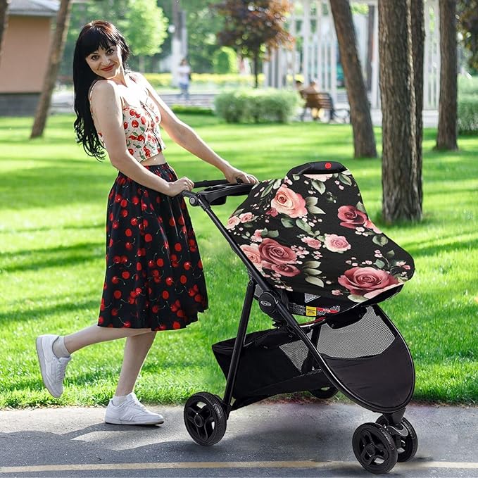 Nursing Cover Watercolor Flower Breastfeeding Soft Carseat Canopy Multi Use for Baby Car Seat Covers Canopy Shopping Cart Cover Scarf Light Blanket Stroller Cover