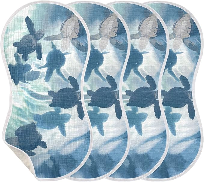 Sea Turtle Olive Ridley Turtles Muslin Burp Cloths for Baby 4 Pack 100% Cotton Baby Washcloths Bibs for Boy Girl