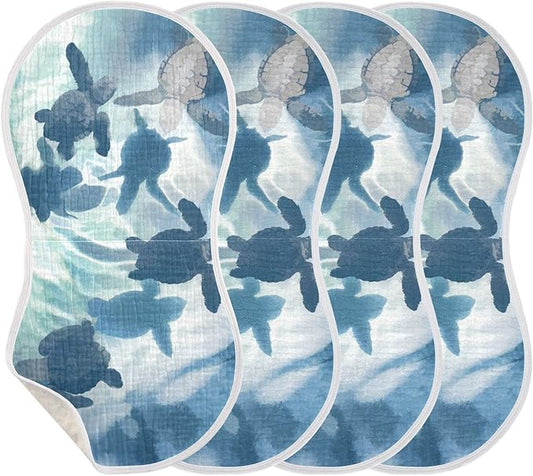 Sea Turtle Olive Ridley Turtles Muslin Burp Cloths for Baby 4 Pack 100% Cotton Baby Washcloths Bibs for Boy Girl