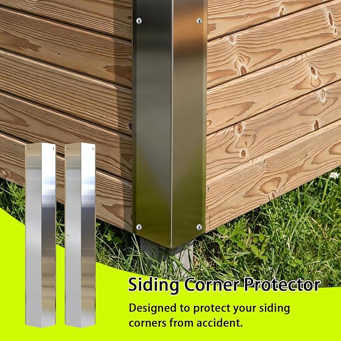 Pre-drilled Stainless Steel Wall Corner Guards 2x2x15.8 inch, Pack of 2 L Metal Wall Corner Protectors 304 Steel Corner Trim with 90° Angle Weed Whacking Protection for Outside Exterior Wall Repair