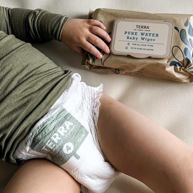 Terra Training Pants Size 5: 85% Plant Based Pull-Up Style Diapers, Ultra-Soft & Chemical-Free for Sensitive Skin, Superior Absorbency, Perfect Overnight Diapers, for Toddlers 28-39 Pounds, 112 Count