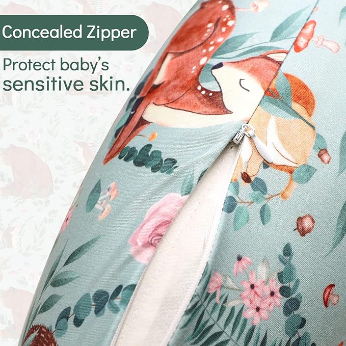 TANOFAR Nursing Pillow Covers, Bear Breastfeeding Pillow Cover for Baby Boys & Girls, Woodland Nursing Pillow Case for Newborn, Soft Fabric Fits Snug On Infant, Washable & Breathable