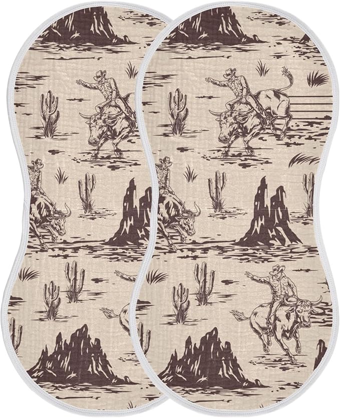 Western American Cowboy Burp Cloths Baby Boys Girls Absorbent Soft Cotton Burping Cloths Rags 1 Pack