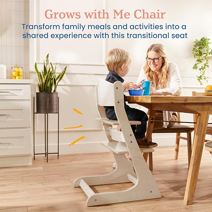ECR4Kids Grows with Me Chair, Transitional Chair, White Wash