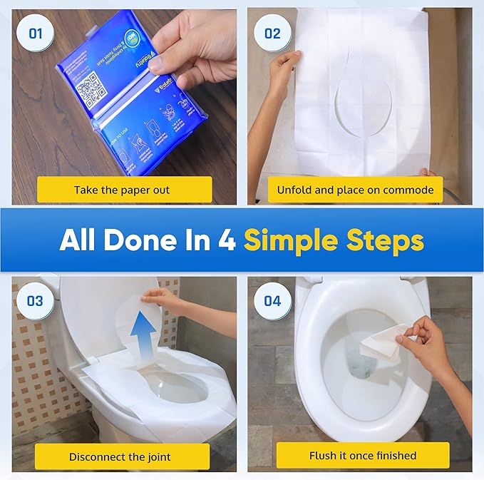 Toilet Seat Covers Disposable Flushable Travel Pack of 200, XL Biodegradable Paper Toilet Seat Covers for Adults & Kids, Public Restroom, Airplane & Camping Travel Essentials