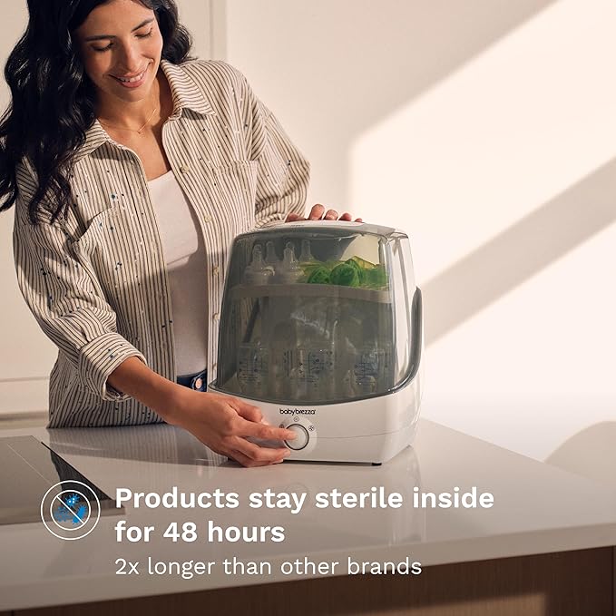Baby Brezza Superfast 10 Minute Baby Bottle Sterilizer + Dryer - 75% Faster – Universal Electric Steam Sterilization for All Bottles, Pacifiers + Breast Pump Parts