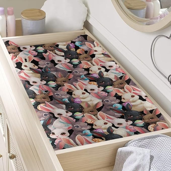 Black Rabbit Boy Girl Baby Changing Pad Cover Easter Infant Newborn Changing Table Cover Diaper Table Change Mat Sheet Cover Green