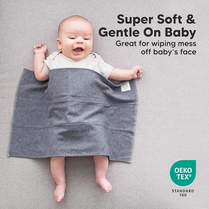 Organic Burp Cloths Baby Boy, Girl - 6-Pack Large 100% Cotton Burping Cloths for Babies, Spit Up Rags, Super Absorbent, Ultra Soft Newborn Rag, Gender Neutral, Machine Washable, Durable (Neutrals)
