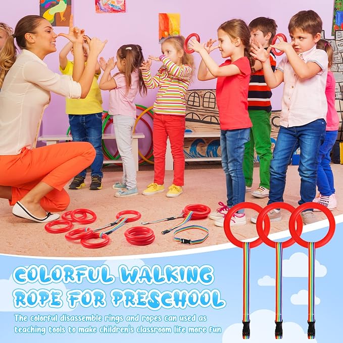 24 Sets Walking Rope for Preschool Toddlers Walking Rope Kids Handles Safety Line Detachable Transition Rope for Children's School Kindergarten Outdoor Supplies