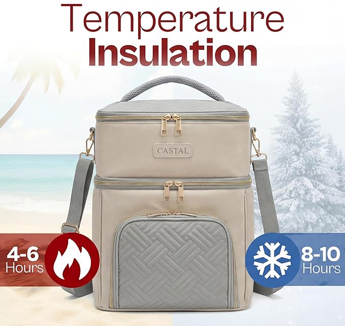 Castal Breast Pump Bag Spectra S1 S2–Insulated Spectra Pump Bag, Breastmilk Cooler Bag with Ice Pack–Leak-Proof Double Layer Breast Pump Travel Bag (Black)