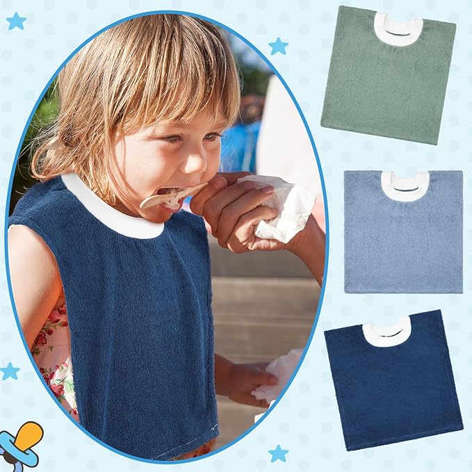 Foaincore 6 Pcs Pullover Baby Bibs Cotton Terry Toddler Absorbent Infant for Feeding and Drooling Towel Bib (Elegant Color)