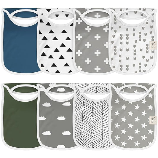 KeaBabies 8-Pack Bibs for Baby Girl, Boy - Pullover Large Baby Bibs for Drooling and Teething Infant, Newborn, Soft & Absorbent Organic Cotton,Long Torso Coverage Keep Toddler Clean & Dry(Crossroads)