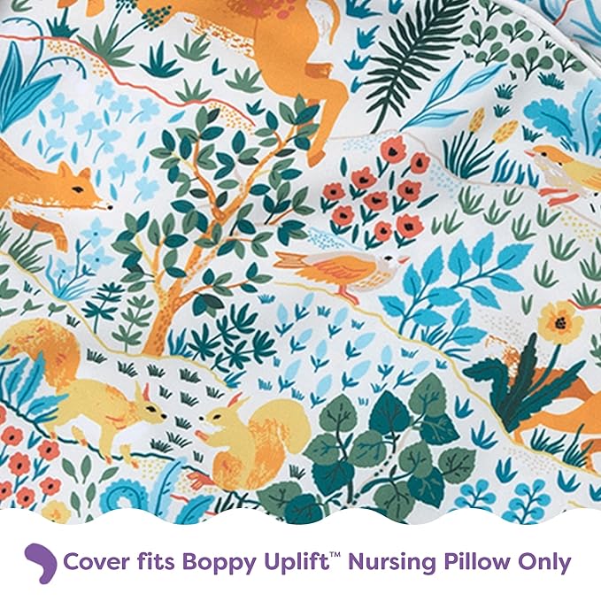 Boppy Uplift Nursing Pillow Cover - Soft Washable Microfiber Bottle & Breastfeeding Pillow Cover with Belt (Uplift Feeding Pillow Sold Separately) - Colorful Forest Animals