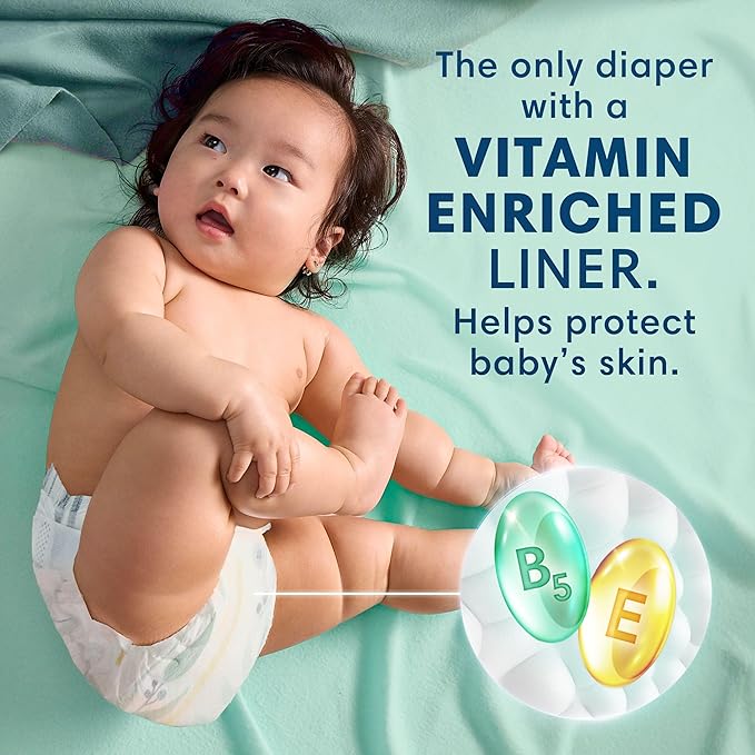 Pampers Pure Baby Diapers, Size 1 (8-14 lbs), 198, Up to 100% Leakproof, Premium Hypoallergenic Soft Diapers