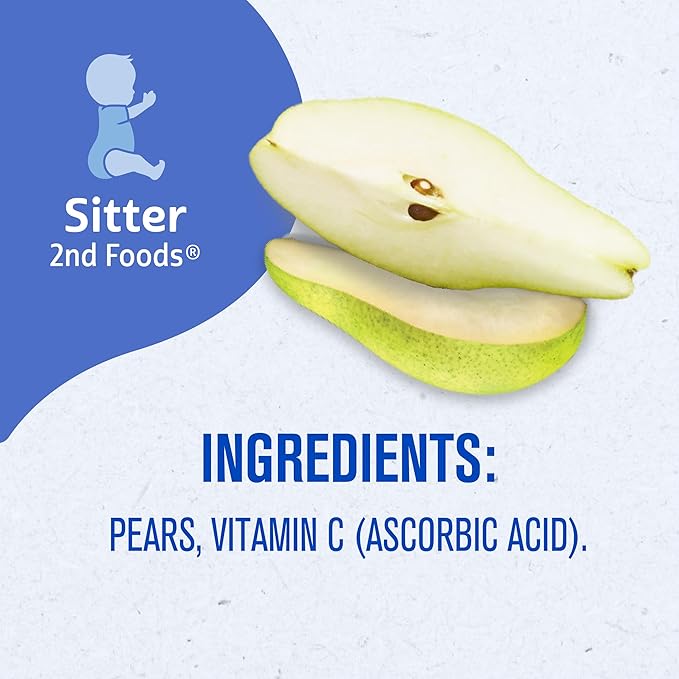 Gerber Stage 2 Baby Food, Pear Puree Tub, No Artificial Colors or Flavors, Baby Puree, 16-Pack