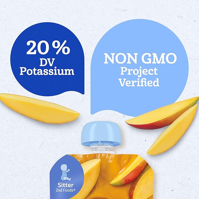Gerber Baby Food Pouches, 2nd Foods for Babies, Mango, 3.5oz each (Pack of 12)