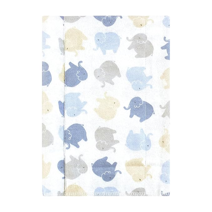 Hudson Baby Unisex Baby Cotton Flannel Burp Cloths 7-Pack, Multi Color Boy Elephant, One Size