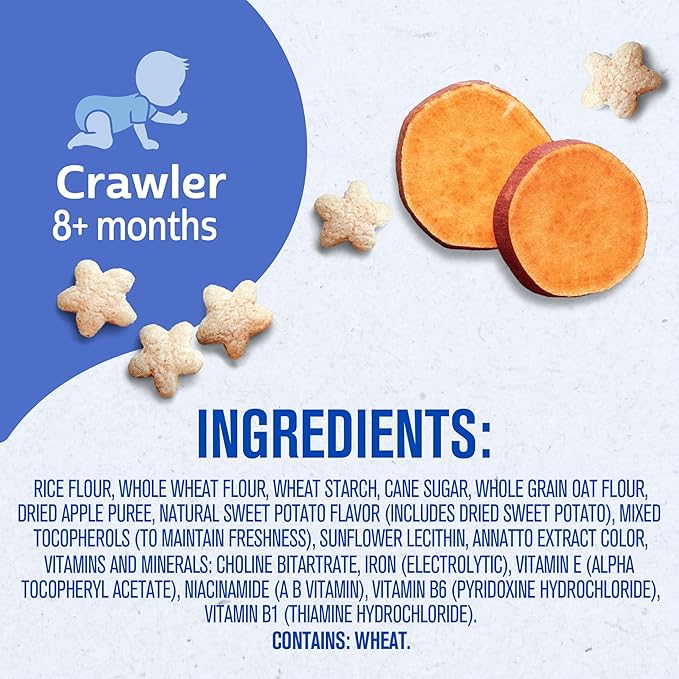 Gerber Stage 3 Baby Snacks, Sweet Potato Puffs, Puffed Grain Snack, Baby Led Feeding, Iron & Choline, Puffs Snacks for Babies, 6-Pack