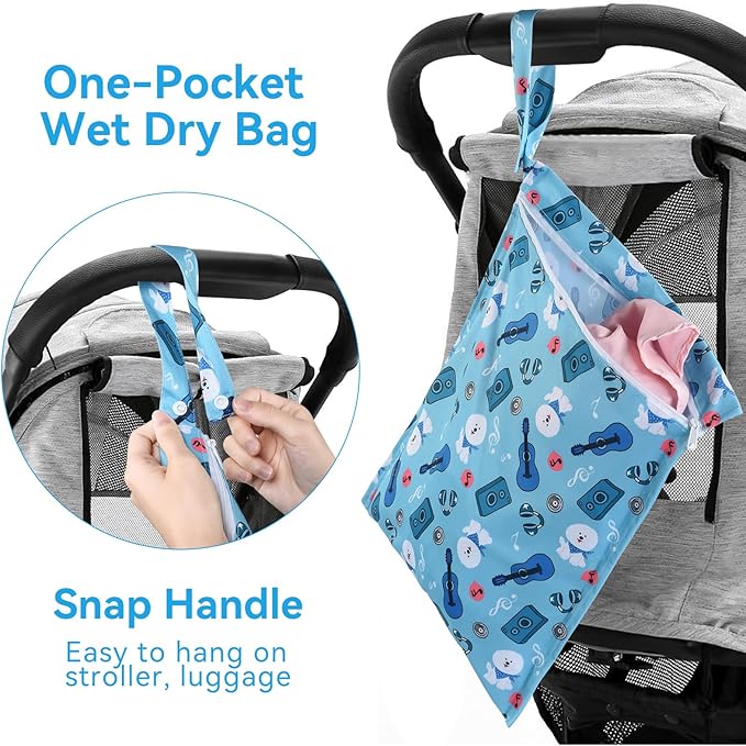 OTraki 3pcs Baby Cloth Diaper Wet Dry Bags with Zippered & Handle Waterproof Reusable Travel Beach Pool Daycare Baby Items Yoga Gym Bag Drying Do Not Exceed 176℉